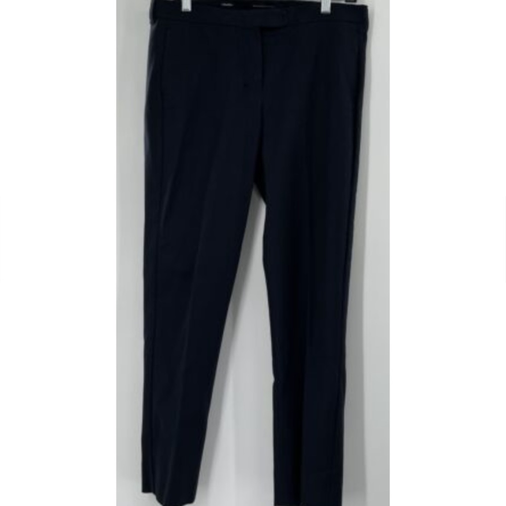 S Max Mara Navy Cotton Flat Front Straight-Leg Dress Pants sz 44